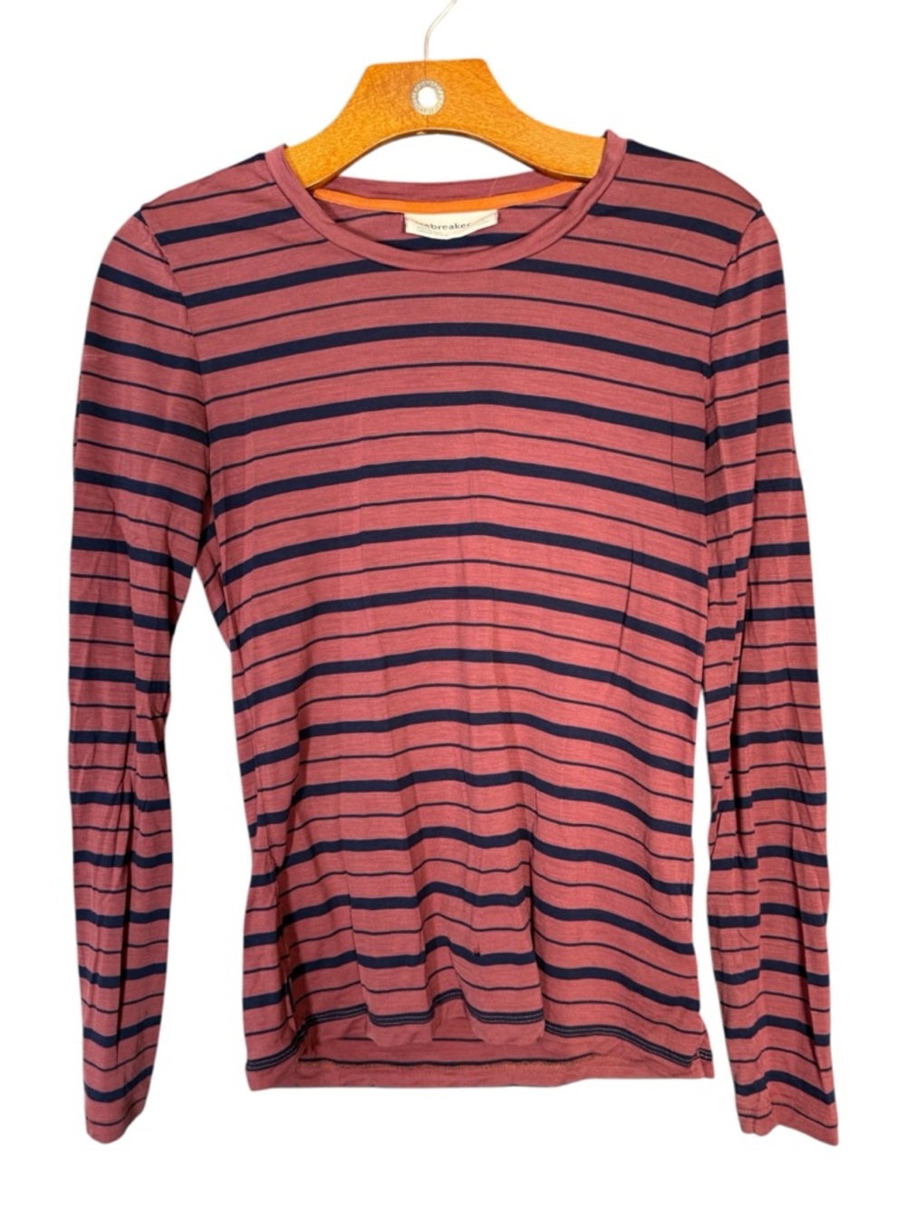 Icebreaker Merino Wool Lyocell Blend Striped Long Sleeve Tee S AS IS